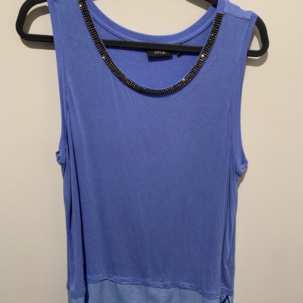 Blue Apt. 9 blouse with black gem detailing